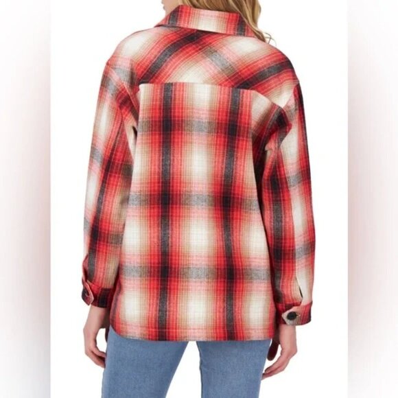 NWT $179 Lucky Brand Lucky Flannel Shacket Large Pockets Plaid Shirt Jacket NEW - Picture 2 of 3